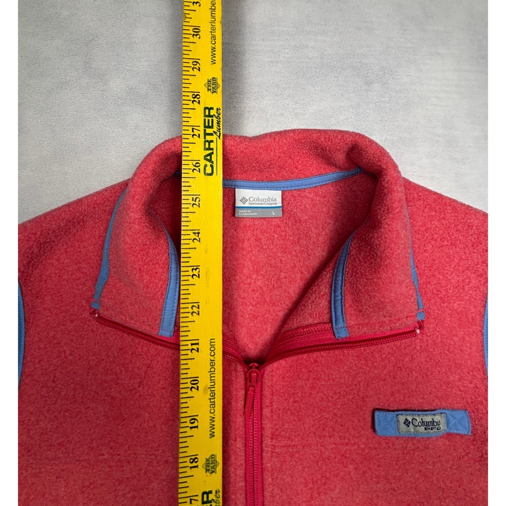Columbia PFG Fleece Vest Womens Large Pink Red Full Zip Performance Fishing - Picture 6 of 9